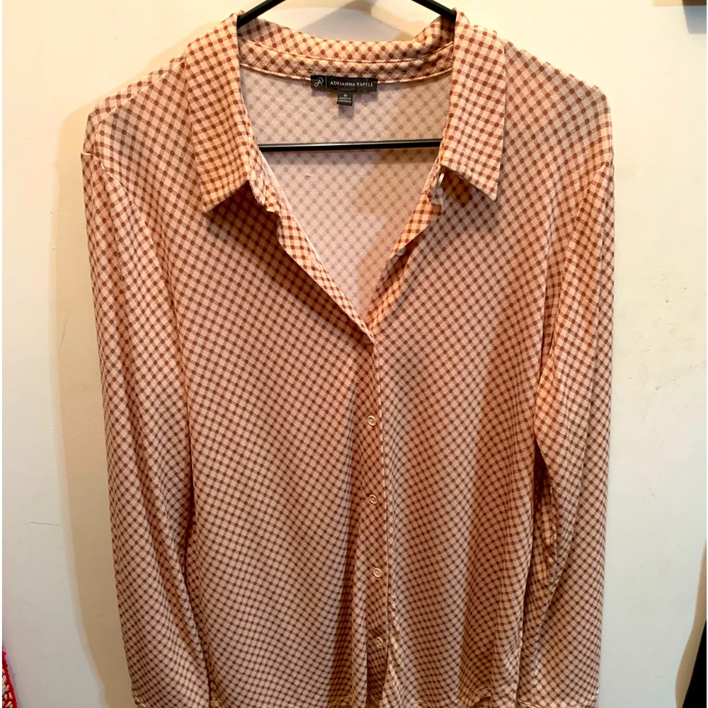 Brown checked blouse - new, no tag